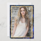 ブルーミッドナイトクリスタル銀河系21st誕生日の写真 招待状 (裏面)