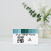 ブルーミニマストライプリストシンプルシックQRコード 割引カード (スタンド正面)