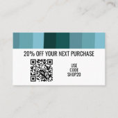 ブルーミニマストライプリストシンプルシックQRコード 割引カード (正面)