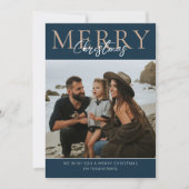 ブルーミニマモダンリスト写真メリークリスマス シーズンカード (正面)