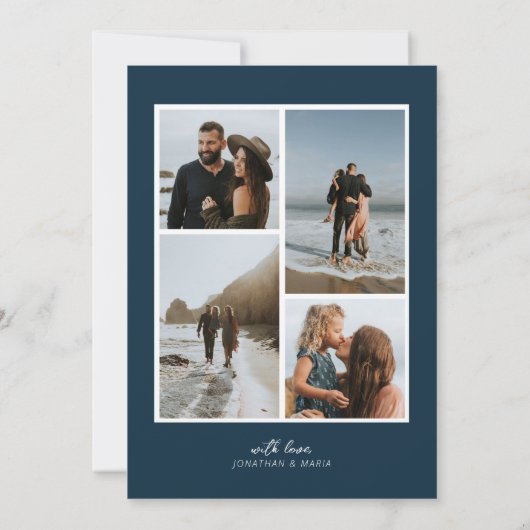 ブルーミニマモダンリスト写真メリークリスマス シーズンカード (裏面)