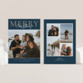 ブルーミニマモダンリスト写真メリークリスマス シーズンカード