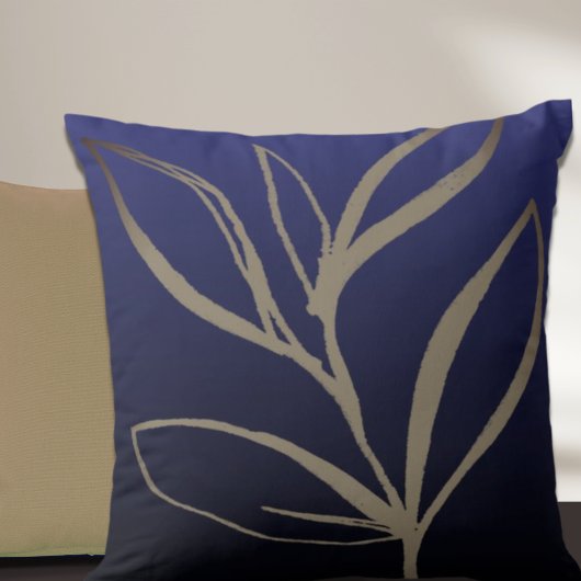 ブルーミニマリストウォーター葉カラー装飾用クッション クッション