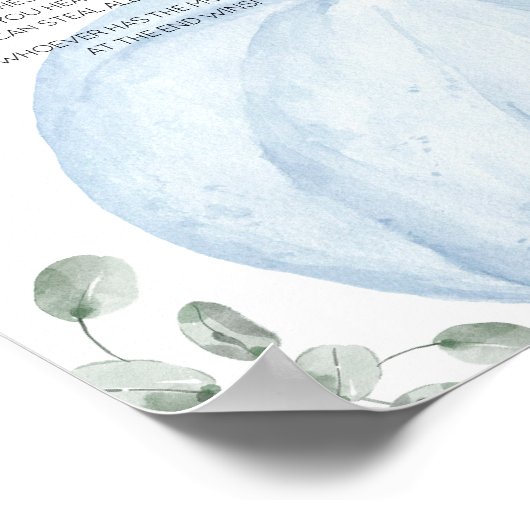 ブルーミニマリストカボチャ赤ちゃんシャワー言わないベビー ポスター (角)