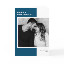 ブルーミニマリストカラーブロックハッピーホリデーズフォト