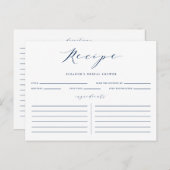ブルーミニマリストスクリプトブライダルシャワーレシピカード ポストカード (正面/裏面)
