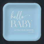 ブルーミニマリストハローベビーベビーシャワー ペーパープレート<br><div class="desc">ブルーミニマルミニマルリストハローベビーベビーシャワー紙プレート!</div>