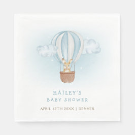 ブルーミニマリストバニーホットエアバルーンベビーシャワー スタンダードランチョンナプキン