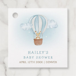 ブルーミニマリストバニーホットエアバルーンベビーシャワー フェイバータグ