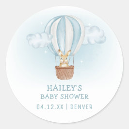 ブルーミニマリストバニーホットエアバルーンベビーシャワー ラウンドシール