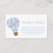 ブルーミニマリストホットエアバルーンブックベビーシャワー エンクロージャーカード (正面)