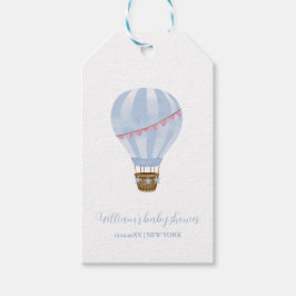 ブルーミニマリストホットエアバルーンボーイベビーシャワー ギフトタグ