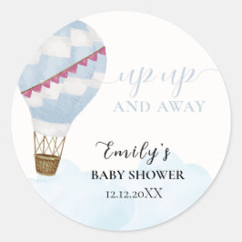 ブルーミニマリストボーホホットエアバルーンベビーシャワー ラウンドシール