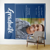 ブルーミニマリスト写真卒業発表 タペストリー (インサイチュ(横))