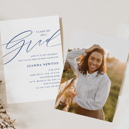 ブルーミニマリスト卒業パーティー招待状 招待状