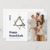 ブルーミニマリスト水彩星2021年ハヌカ シーズンカード (正面/裏面)