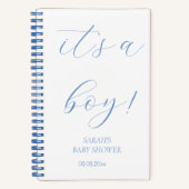 ブルーミニマリスト男の子の赤ちゃんシャワーのギフトリスト ノートブック (正面)