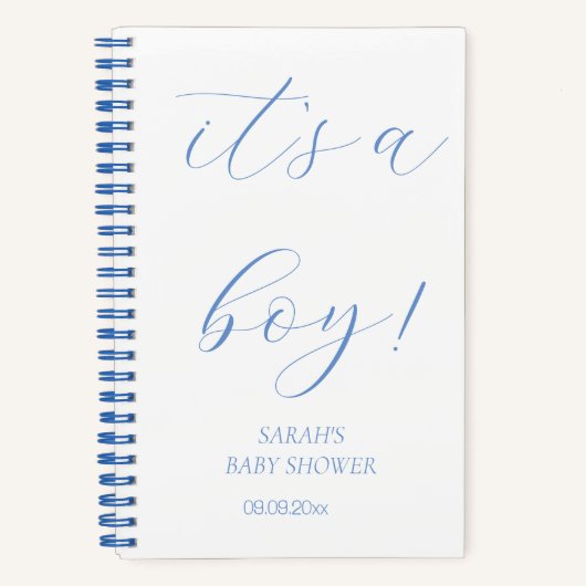 ブルーミニマリスト男の子の赤ちゃんシャワーのギフトリスト ノートブック (正面)