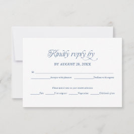 ブルーミニマリスト結婚式RSVPエレガント返信カード 出欠カード