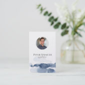 ブルーミニマリスト縦テンプレート写真シンプル 名刺 (スタンド正面)