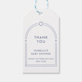 ブルーミニマリストBohoアーチベビーシャワー ギフトタグ