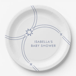 ブルーミニマリストBohoアーチベビーシャワー ペーパープレート