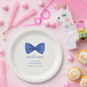 ブルーミニマリストBow Boyベビーシャワーへようこそ ペーパープレート (パーティー)