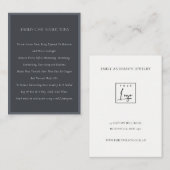 ブルーミニマルエレガント白黒ジュエリー気に 名刺 (正面/裏面)