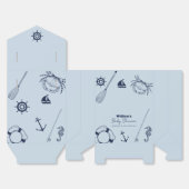 ブルーミニマルエレガント魚釣りボーイベビーシャワー フェイバーボックス (見開き)