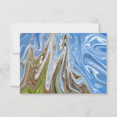 ブルーミニマルスカイグリーンアーストーン抽象芸術結婚 出欠カード (裏面)