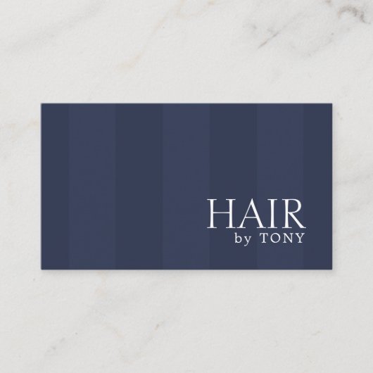 ブルーミニマルストライプエレガント美容師 名刺 (正面)