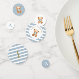 ブルーミニマルストライプ誕生日テディベア コンフェッティ