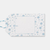 ブルーミニマルスノーフレークスホリデーフォトギフトラベル ギフトタグ (裏面横)