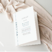 ブルーミニマルバー（ユダヤ教の）バル・ミツバー折りプログラム冊子 プログラム