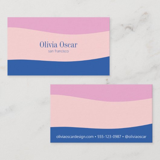 ブルーミニマルピンクユニーク抽象芸術クリエイティブ 名刺 (正面/裏面)