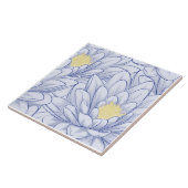 ブルーミニマルホワイトフローラボタニカルファームハウス タイル (側面)