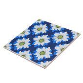 ブルーミニマルホワイトフローラボタニカルファームハウス タイル (側面)