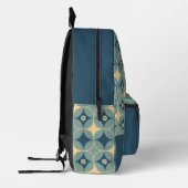 ブルーミニマルモダンリストジオメトリパターン プリントバックパック (左)
