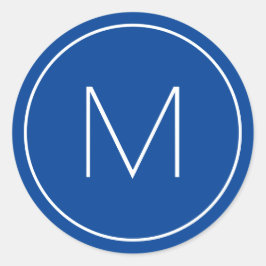 ブルーミニマルモダンリストフォント独身のレターモノグラム ラウンドシール