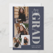 ブルーミニマルモダンリスト縦5枚の卒業 招待状 (正面)