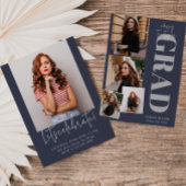 ブルーミニマルモダンリスト縦5枚の卒業 招待状