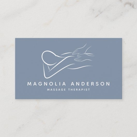 ブルーミニマルモダンリスト |マッサージセラピスト 名刺 (正面)