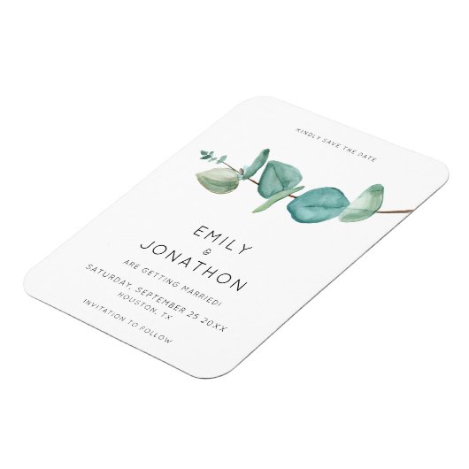 ブルーミニマルユーカリ葉スの日付マグネを保存 マグネット (左側)