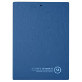 ブルーミニマルレザー文字カスタムモノグラム クリップボード (裏面)