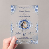 ブルーミニマル写真アクリル結婚式招待状 アクリル招待状 (インサイチュ (ポータブル))