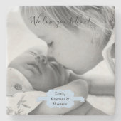 ブルーミニマル写真母の日の石コースター ストーンコースター (正面)