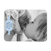 ブルーミニマル写真母の日の磁石 マグネット (横)