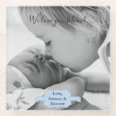 ブルーミニマル写真母の日ガラスのコースター ガラスコースター (正面)