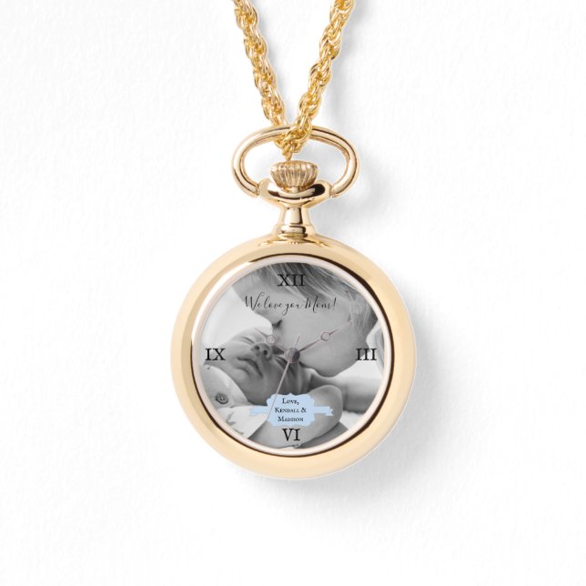 ブルーミニマル写真母の日eWatch 腕時計 (正面)