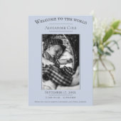 ブルーミニマル写真誕生のお知らせ 案内状 (スタンド正面)